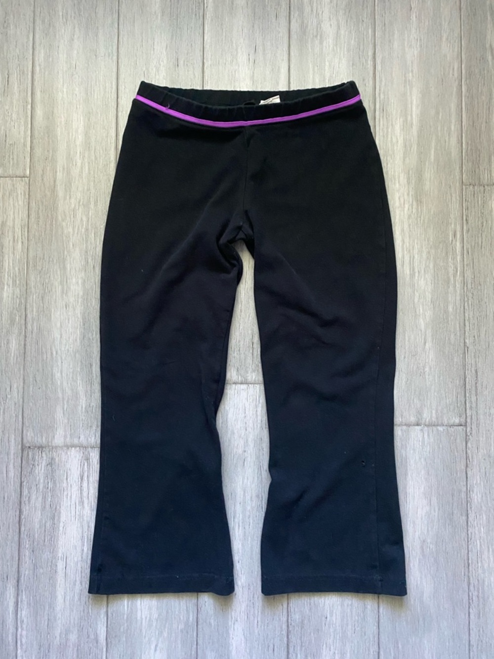 Mossimo Black Yoga Pants with Purple Waistband Accent Cotton Athletic Y2K 2000s - Picture 2 of 10